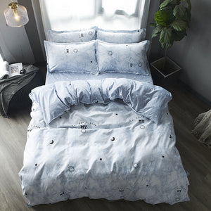 2019 Autumn grey star bedding set Pastoral style duvet cover set flat sheet fish bed linen leopard bed set AB side home textile