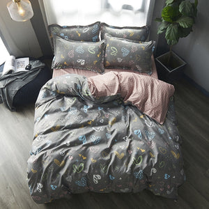 2019 Autumn grey star bedding set Pastoral style duvet cover set flat sheet fish bed linen leopard bed set AB side home textile