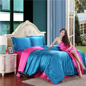 New arrive imetated silk bedding set home textile bed linen set clothing of bed bedcloth soft silky bedding full queen king size