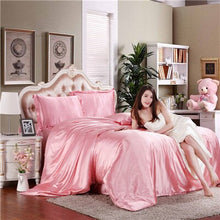 Load image into Gallery viewer, New arrive imetated silk bedding set home textile bed linen set clothing of bed bedcloth soft silky bedding full queen king size