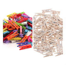 Load image into Gallery viewer, 100 pcs Small Size 25mm Mini  Wooden Clips For Photo Clips Clothespin Craft Decoration Clips   V1745