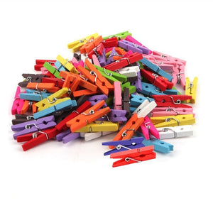 100 pcs Small Size 25mm Mini  Wooden Clips For Photo Clips Clothespin Craft Decoration Clips   V1745