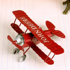 Retro Biplane Model Mini Figurines for Home Decor Metal Iron Plane Model Aircraft Children Room Hanging Decor Kids Gift P20