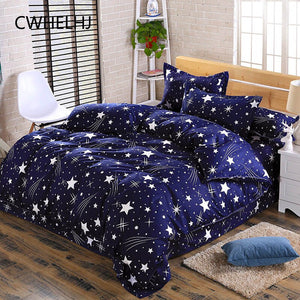 3-4pcs Bedding Sets Soft Polyester Stars Home Textile Cartoon Beddingset Bed Starry Sky Quilt Cover Bed Sheet Pillowcase Set