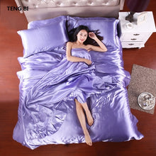 Load image into Gallery viewer, HOT! 100% pure satin silk bedding set,Home Textile King size bed set,bedclothes,duvet cover flat sheet pillowcases Wholesale