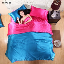 Load image into Gallery viewer, HOT! 100% pure satin silk bedding set,Home Textile King size bed set,bedclothes,duvet cover flat sheet pillowcases Wholesale