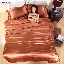 Load image into Gallery viewer, HOT! 100% pure satin silk bedding set,Home Textile King size bed set,bedclothes,duvet cover flat sheet pillowcases Wholesale