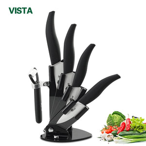 Kitchen Knives with holder 3"fruit 4"utility 5"slicing 6"chef Ceramic knives Accessories set Zirconia White Blade with stand