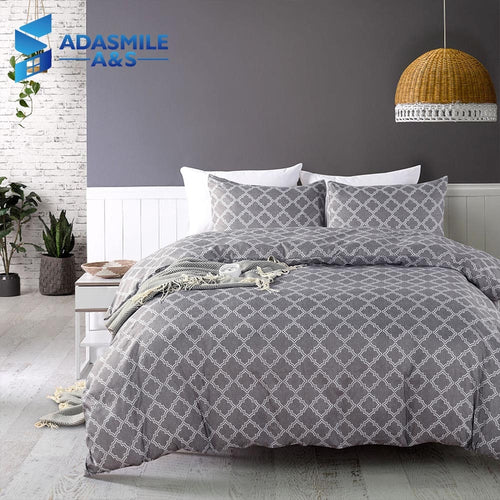 Nordic Style Simple Bedding Set Grid Solid Comfortable Bed Linens Home Textile US Twin Queen Duvet Cover Set for Adults Bed