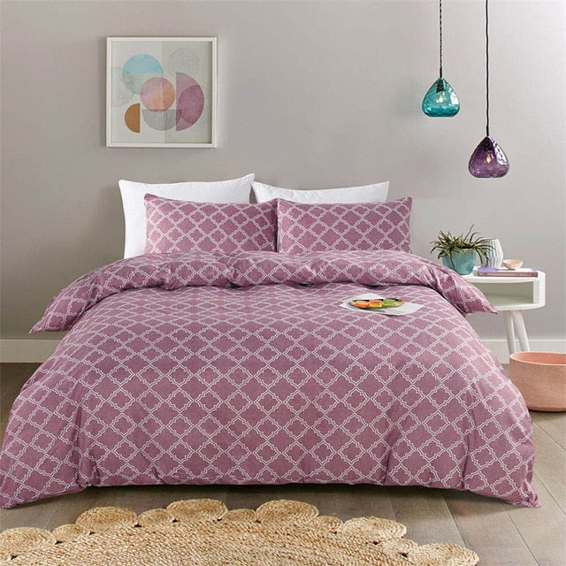 Nordic Style Simple Bedding Set Grid Solid Comfortable Bed Linens Home Textile US Twin Queen Duvet Cover Set for Adults Bed