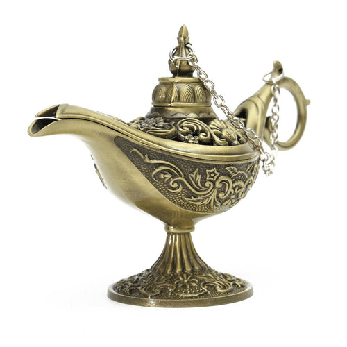 Traditional Hollow Out Fairy Tale Aladdin Magic Lamp Light Tea Pot Genies Lamp Vintage Retro Toy For Home Decor Ornaments