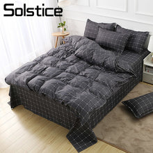 Load image into Gallery viewer, Solstice Home Textile Dark Gray Bedding Set Geometric Plaid Simple Duvet Cover Flat Sheet Pillowcase Adult Teenage Man Bed Linen