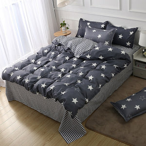 Solstice Home Textile Dark Gray Bedding Set Geometric Plaid Simple Duvet Cover Flat Sheet Pillowcase Adult Teenage Man Bed Linen