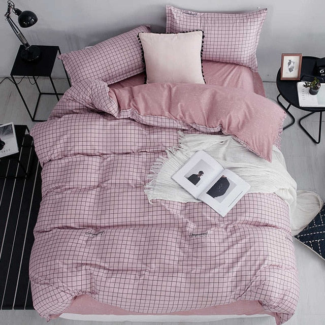 ParkShin Dot Art White Pink Bed Cover Set Decor Home Bedding Set Textile Bedroom Adult Girl Duvet Cover Flat Sheet Bed Linen Set