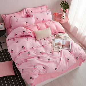 ParkShin Dot Art White Pink Bed Cover Set Decor Home Bedding Set Textile Bedroom Adult Girl Duvet Cover Flat Sheet Bed Linen Set