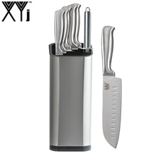 Load image into Gallery viewer, XYj Stainless Steel Kitchen Knife Set Chef Bread Slicing Santoku Utility Paring Knives Stainless Steel Knife Holder Stand