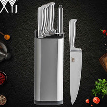 Load image into Gallery viewer, XYj Stainless Steel Kitchen Knife Set Chef Bread Slicing Santoku Utility Paring Knives Stainless Steel Knife Holder Stand