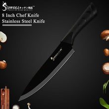 Load image into Gallery viewer, Sowoll Kitchen Knives Accessories Tool Black Blade Stainless Steel Knife 6 Pcs 3.5&quot; 5&quot; 7&quot; 8&quot; 8&quot; 8&quot; inch Stainless Steel Knife