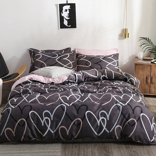 Heart printing bedding set 3/4pcs bed linens Home Textile Duvet cover set classic bedclothes Modern sheet pillowcase king bedset