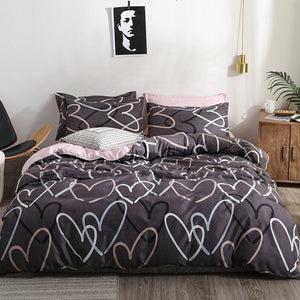 Heart printing bedding set 3/4pcs bed linens Home Textile Duvet cover set classic bedclothes Modern sheet pillowcase king bedset