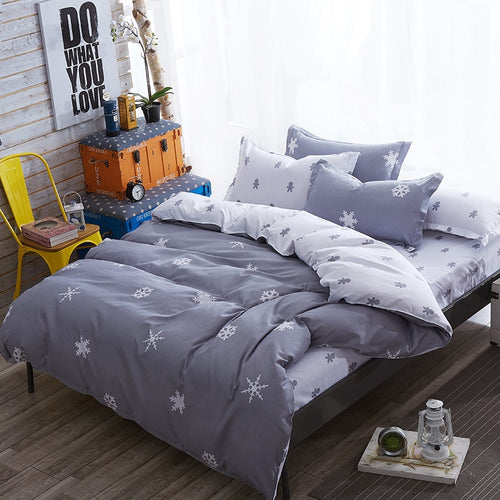 Comforter king grey bedclothes bed linen snowflake Cotton Bedding set Winter bedsheets duvet cover sets35